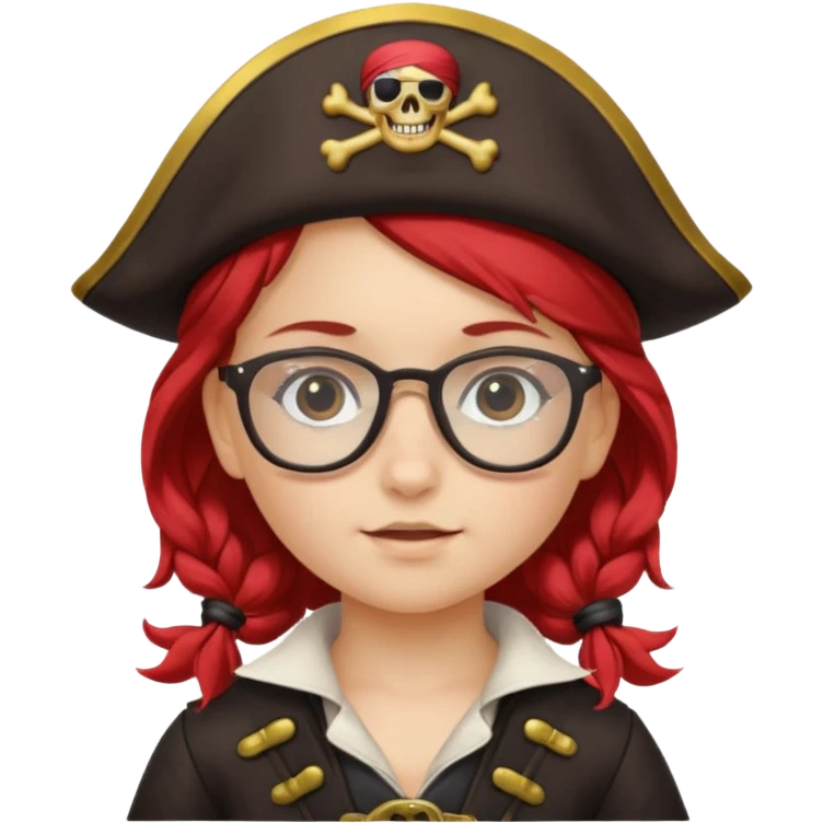 kid girl with pirate costume wearing glasses emoji