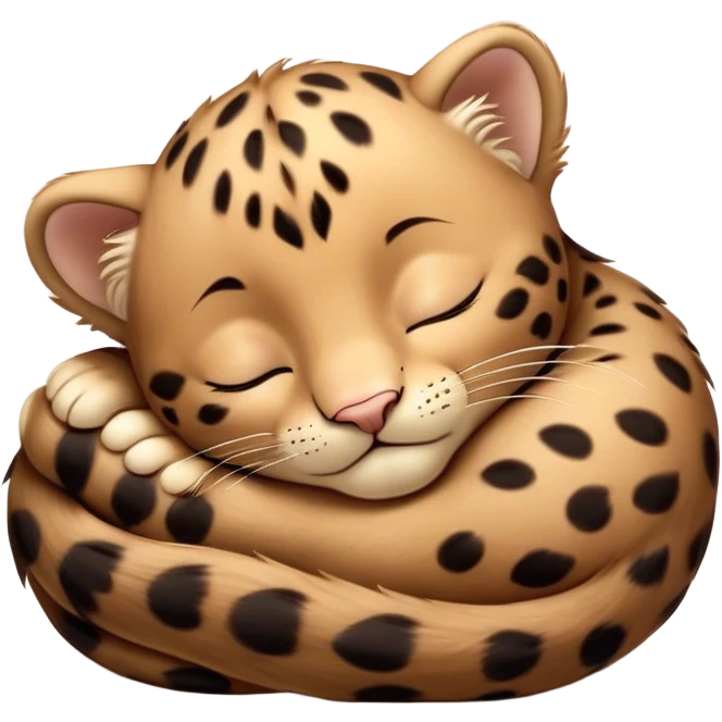 Meme-Worthy cute Sleeping Baby Panther Portrait Emoji, Head resting peacefully with a contented smile, showcasing a luxuriously soft, compact form and eyes gently closed in serene slumber, Simplified yet comically adorable features, highly detailed, glowing with a soft, drowsy glow, high shine, relaxed and utterly lovable, stylized with an air of playful laziness, bright and heartwarming, soft glowing outline, capturing the essence of a sleeping baby panther that feels destined to become the next viral icon of adorable rest! emoji