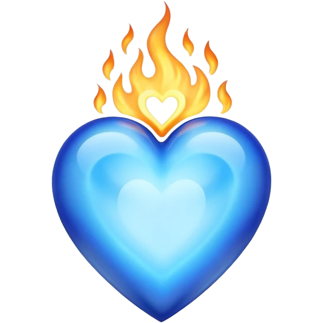 Blue heart with blue flames  emoji
