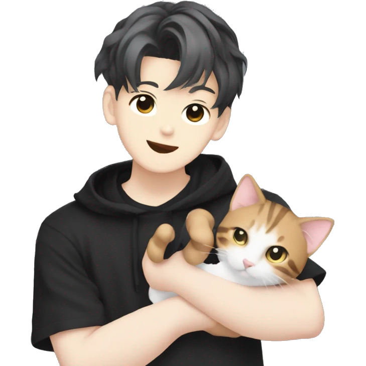 lee know from stray kids holding cat emoji
