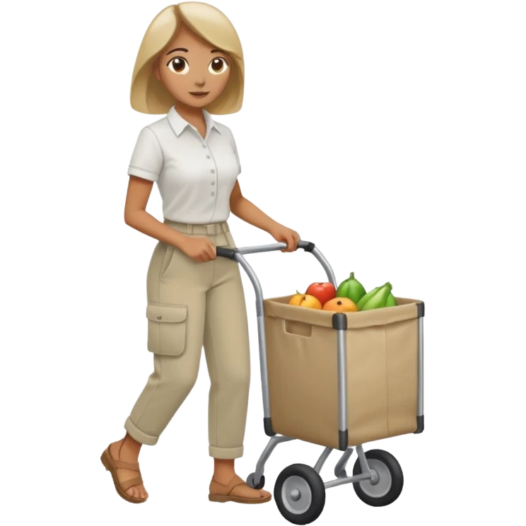 mujer empujando un carro por la parte trasera emoji