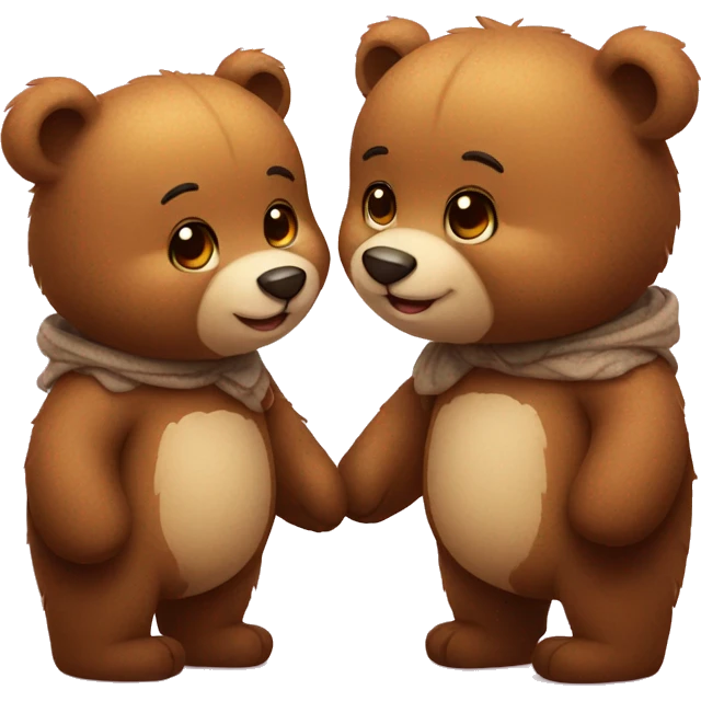 Cute little bears couple in love emoji