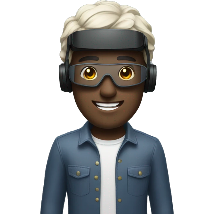 man smiling wearing vr glasses emoji