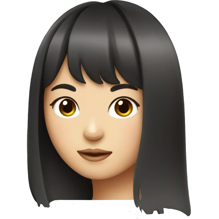 Asian girl with grown out bangs and long hair emoji