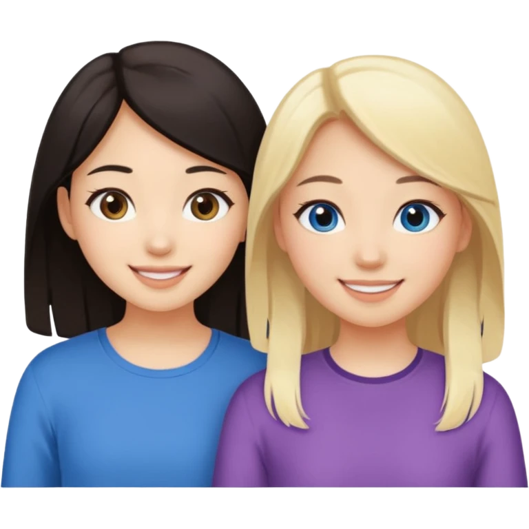Two girl best friends one Asian the other blonde emoji