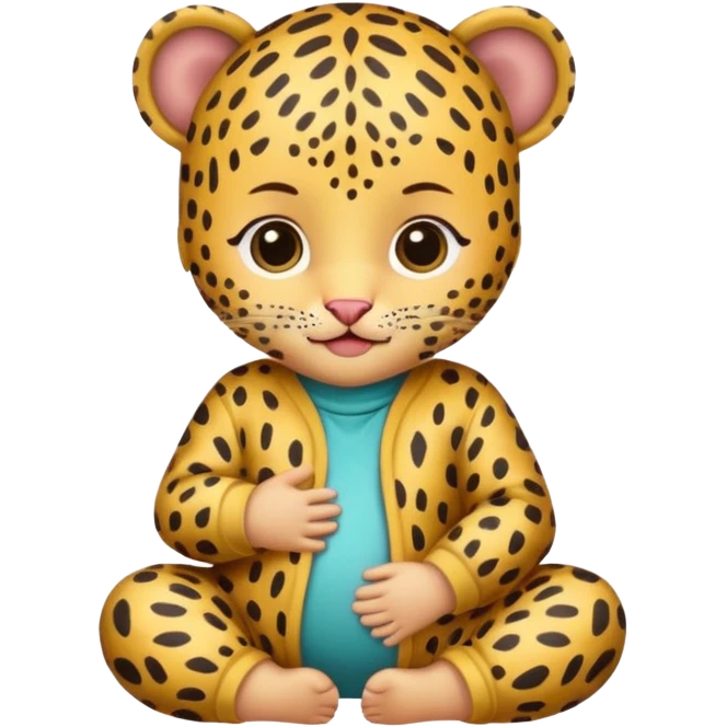 human baby with leopard patterned clothes emoji