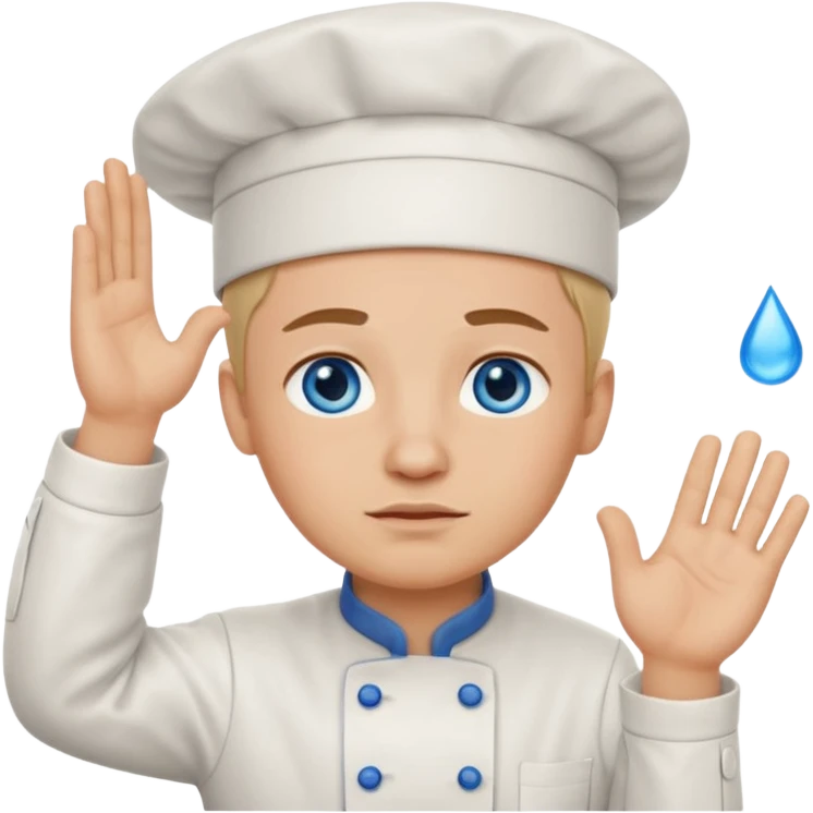 Chef saluting while crying blue eyes emoji