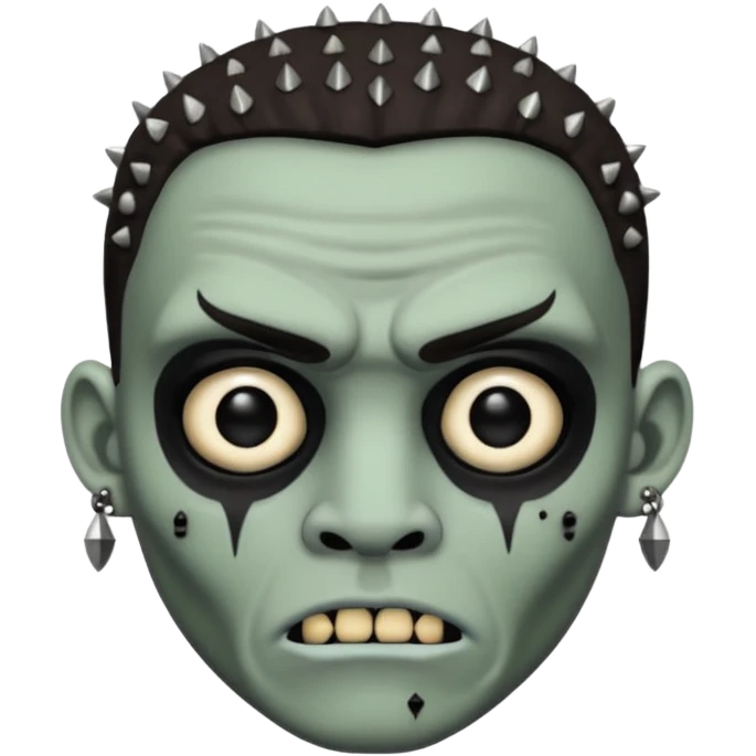 Zumbi man, white, black eye, studded earrings on both ears emoji