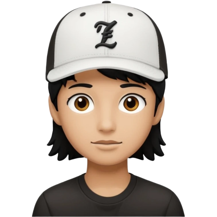 Create a person wearing a white New Era cap, with black hair and brown eyes.
 emoji