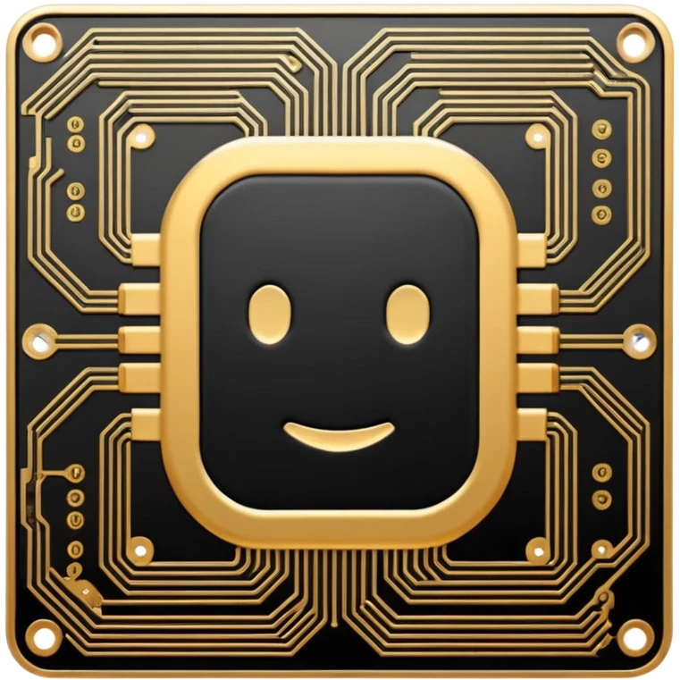 I want a black and gold pcb emoji, representing a circuit board emoji