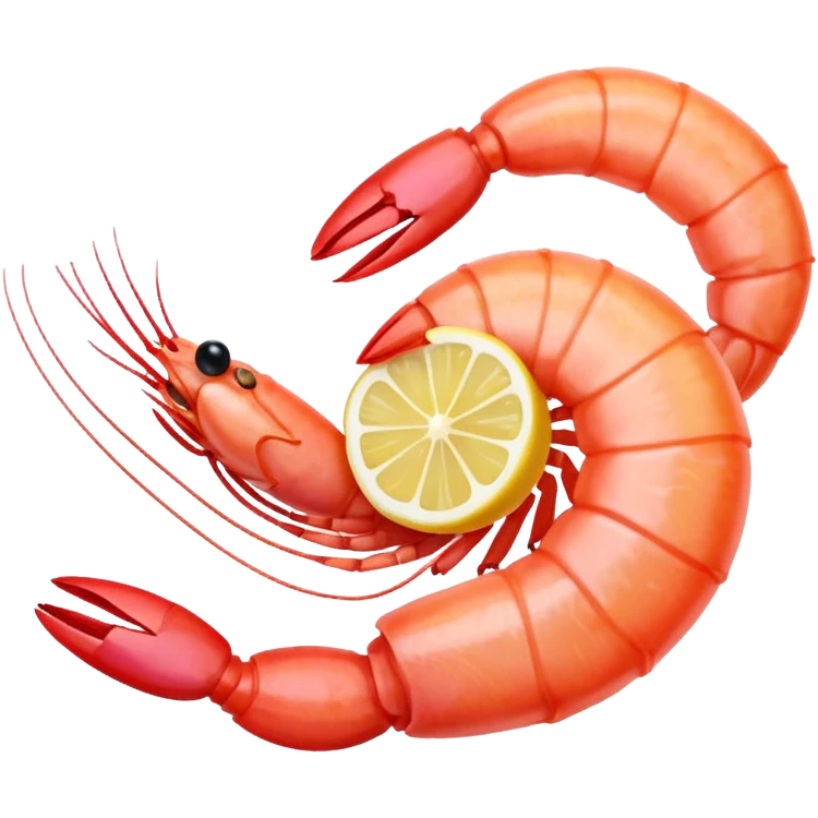 cooked shrimp with lemon slice emoji