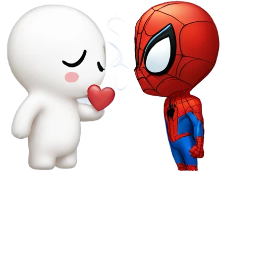 spiderman and cinnamoroll kissing emoji