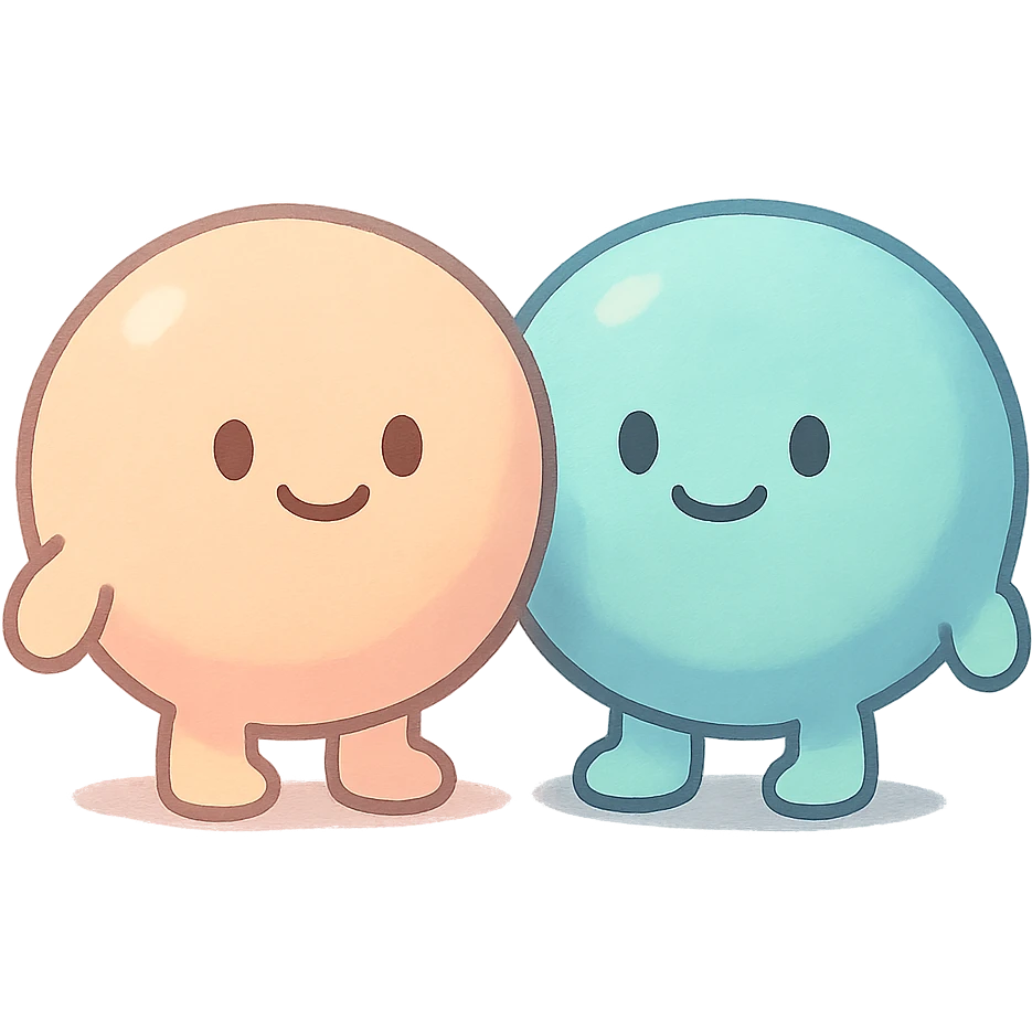 pastel toon style two balls standing together, no background emoji