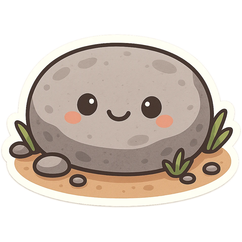 cartoon stepping stone with a smiley face, playful style emoji