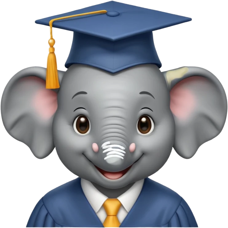 happy elephant wearing a graduation cap emoji