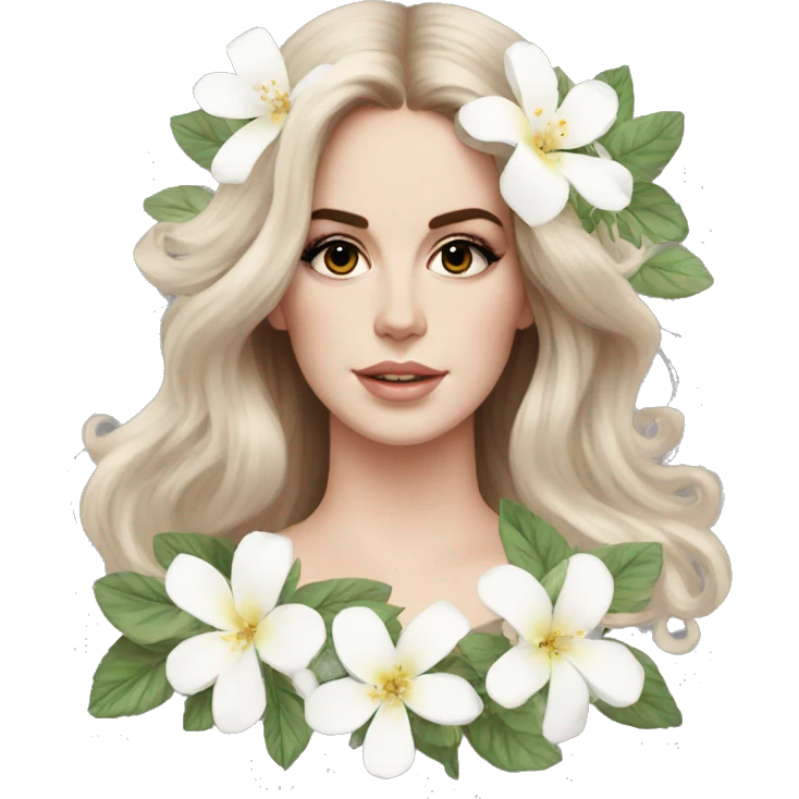 Lana Del Rey Con Flores blancas en el pelo emoji