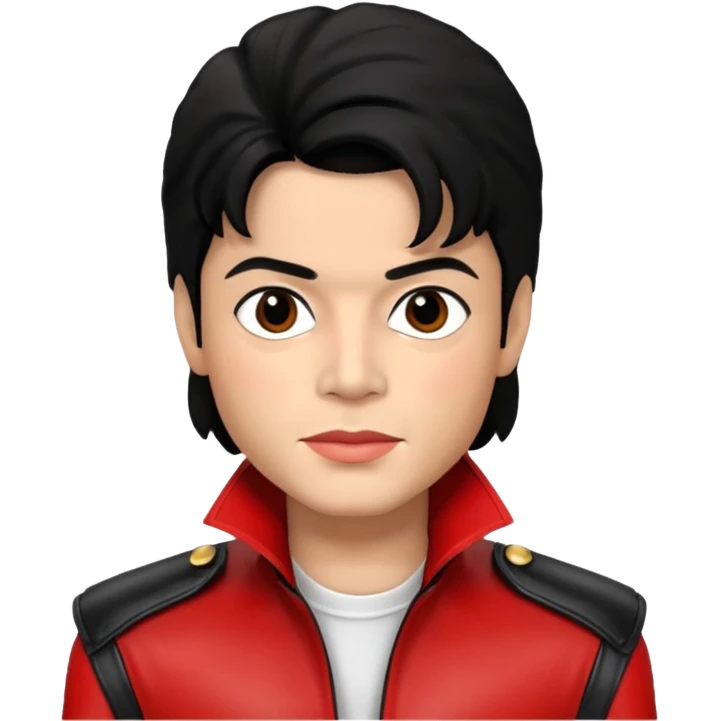 Michael Jackson light skin, black hair, brown eyes, red and black outfit emoji