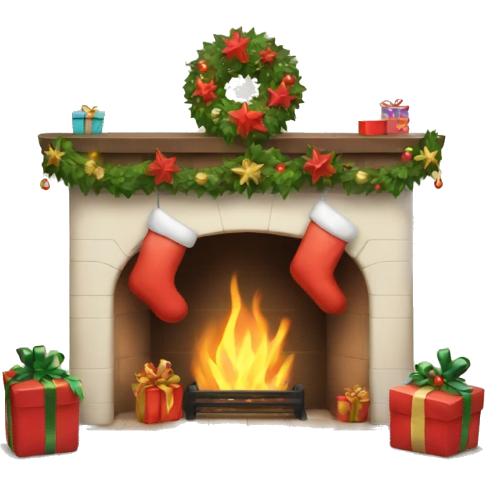 Christmas fireplace with stockings emoji