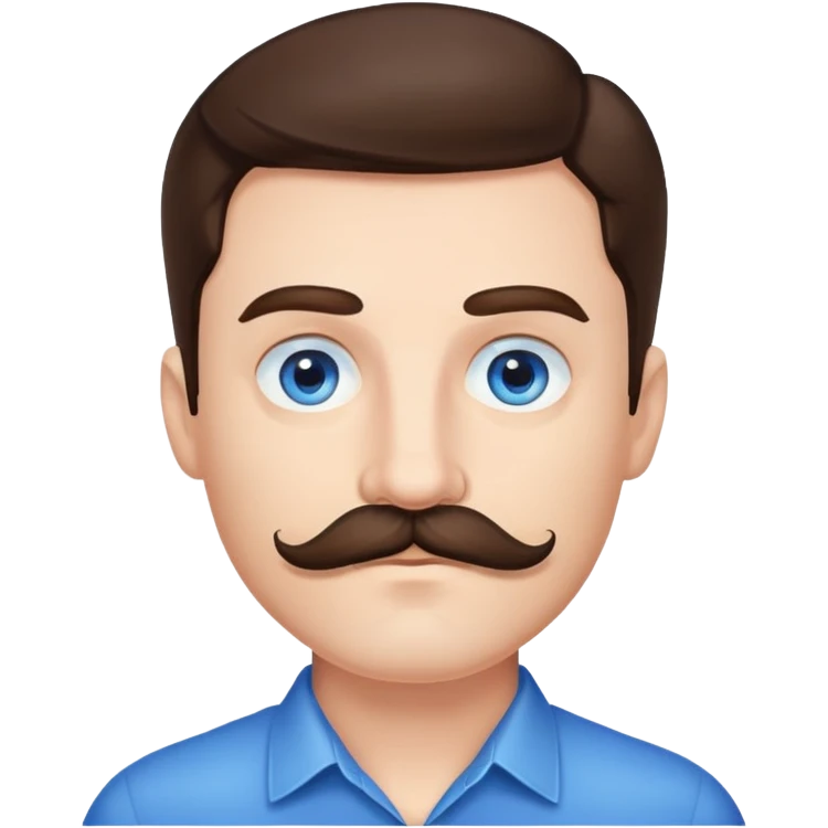 Brunette man with mustache and blue eyes  emoji