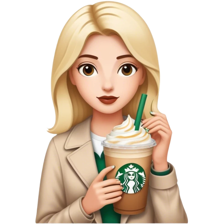 an influencer with a starbucks drink  emoji