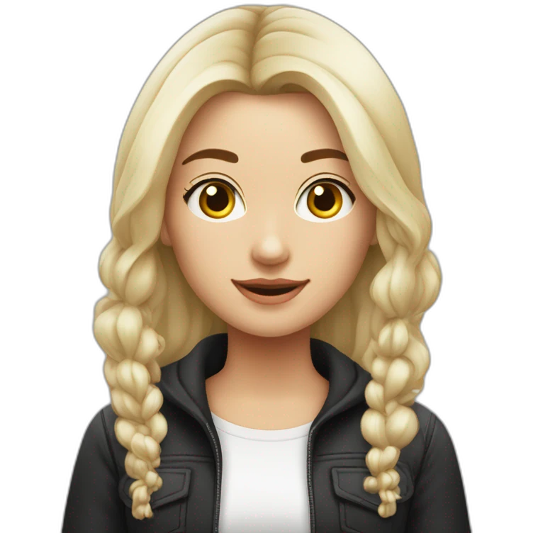 Ragazza con capelli lunghi neri con ciuffi bianchi davanti emoji
