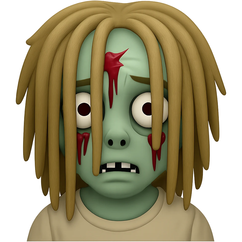 Make the dreads shorter and covering the face, keep the background transparent. The style should maintain the original look of the image. emoji