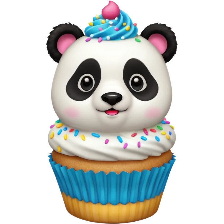Surprised Panda with a cupcake emoji