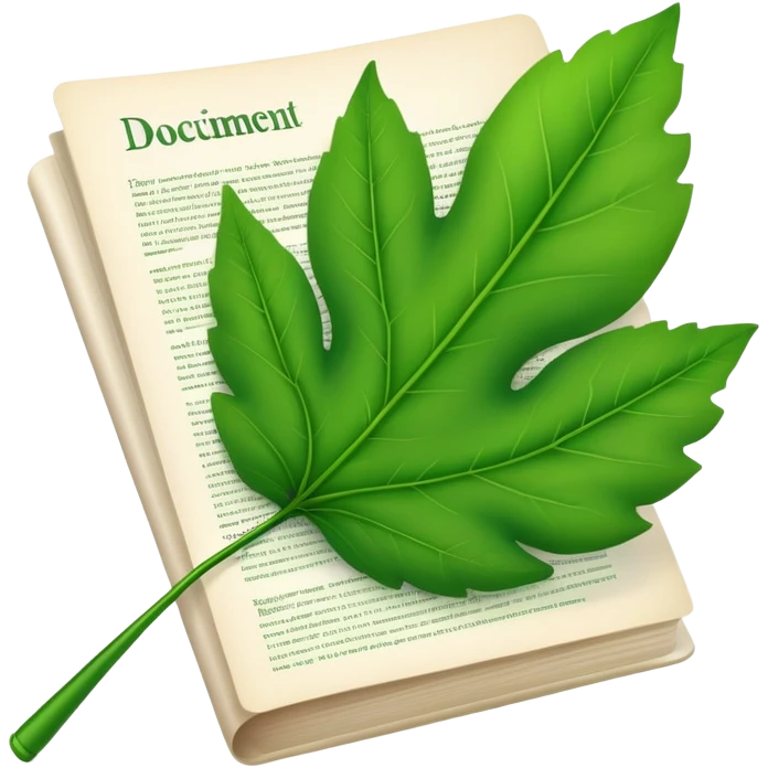 document with text and a leaf emoji