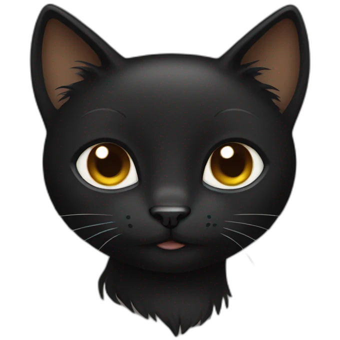 Black cat with long brown hair emoji