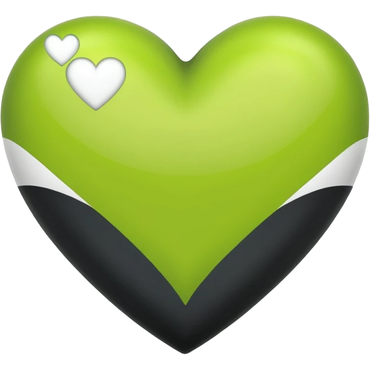 Lime green, white, grey, and black heart emoji