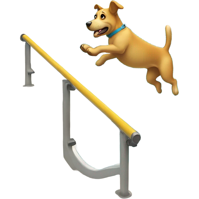 Dog jumping off of a diving board into a swimming pool emoji