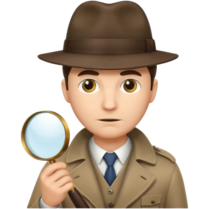a detective man with hat and holding magnifying glass emoji