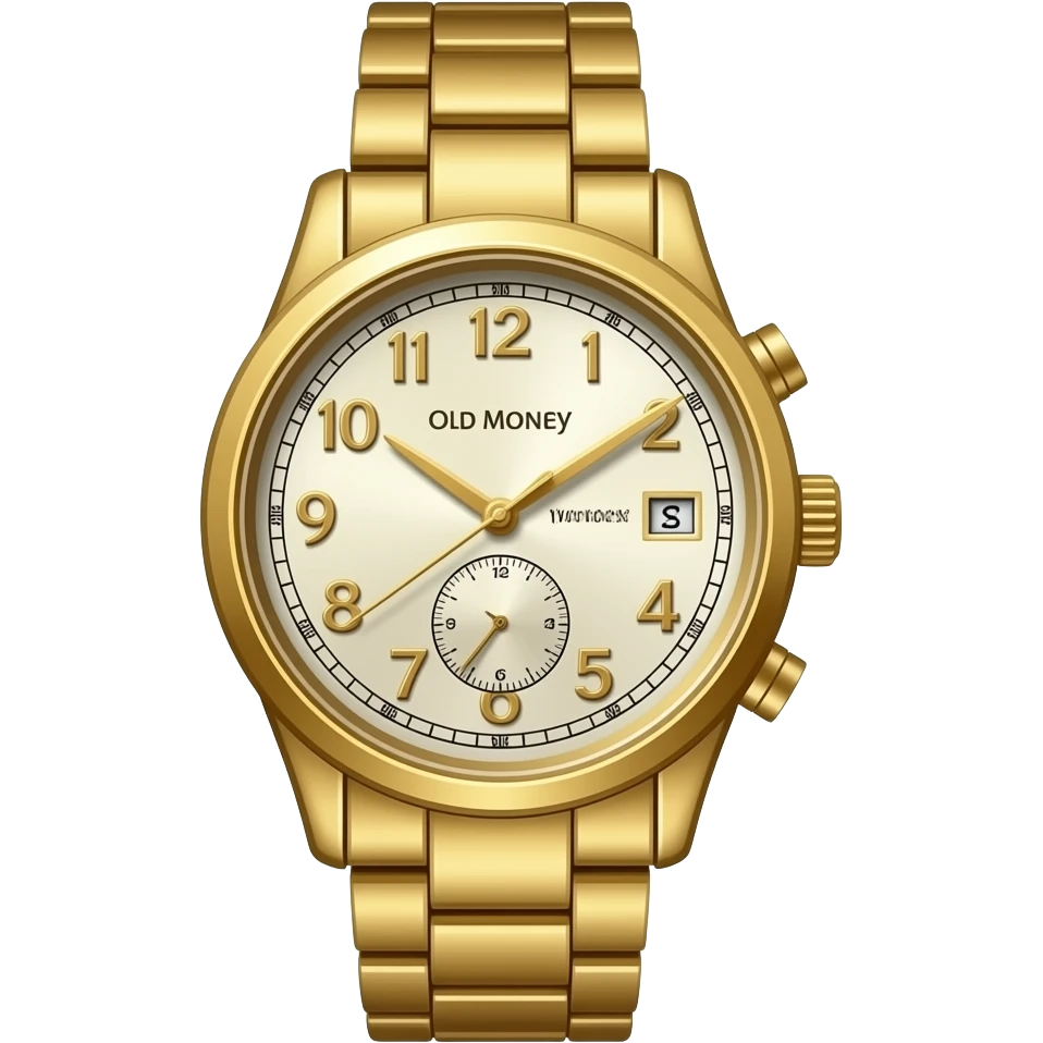 A gold watch emoji with classic old money aesthetic, refined details, elegant luxury, premium emoji illustration emoji