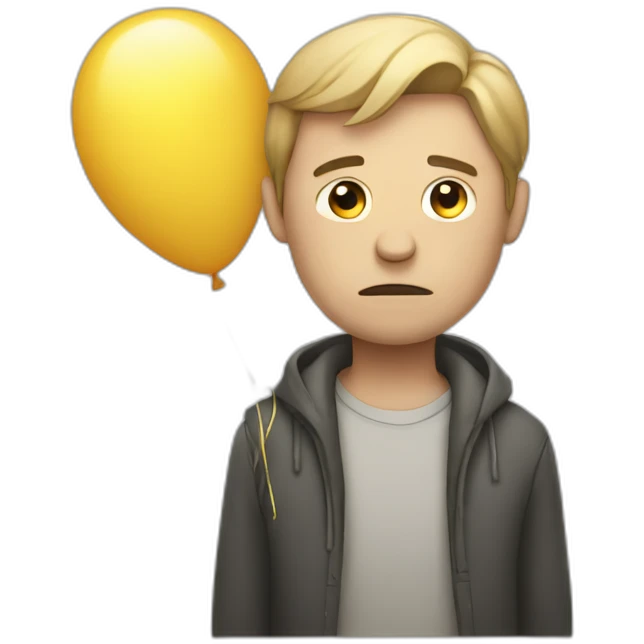 Sad white man holding balloons emoji