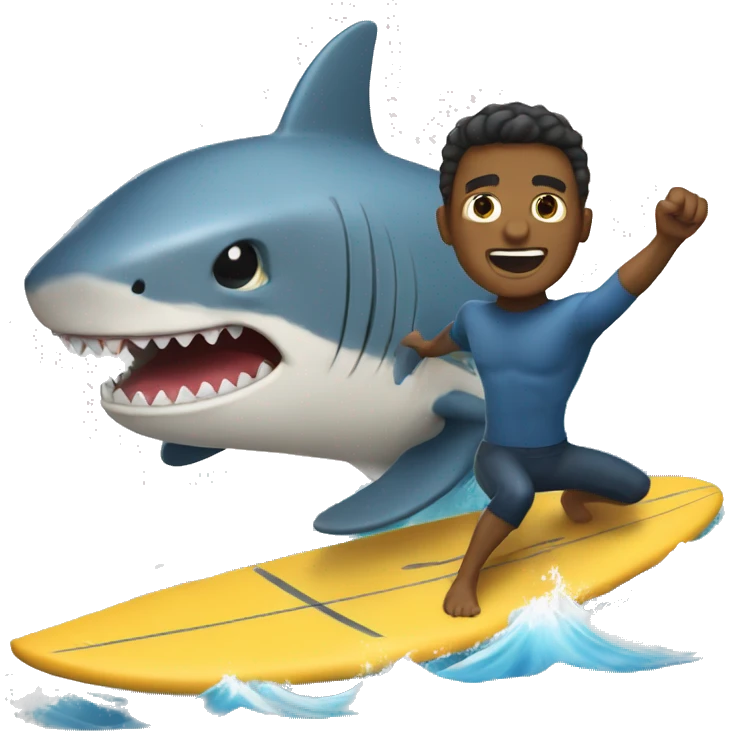 Yo surfeando con un tiburon emoji