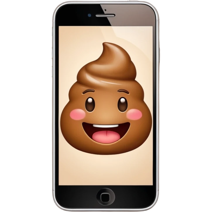 mobile phone with poop emoji on the screen emoji