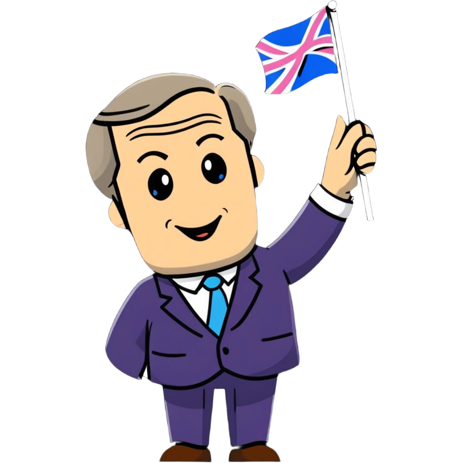 Nigel Farage waving a flag emoji