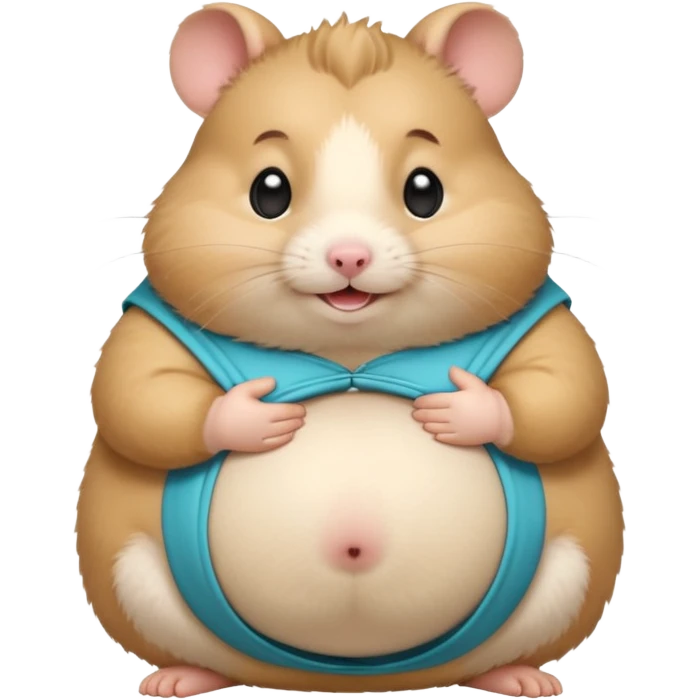 fat hamster holding pregnant belly smiling awkwardly emoji