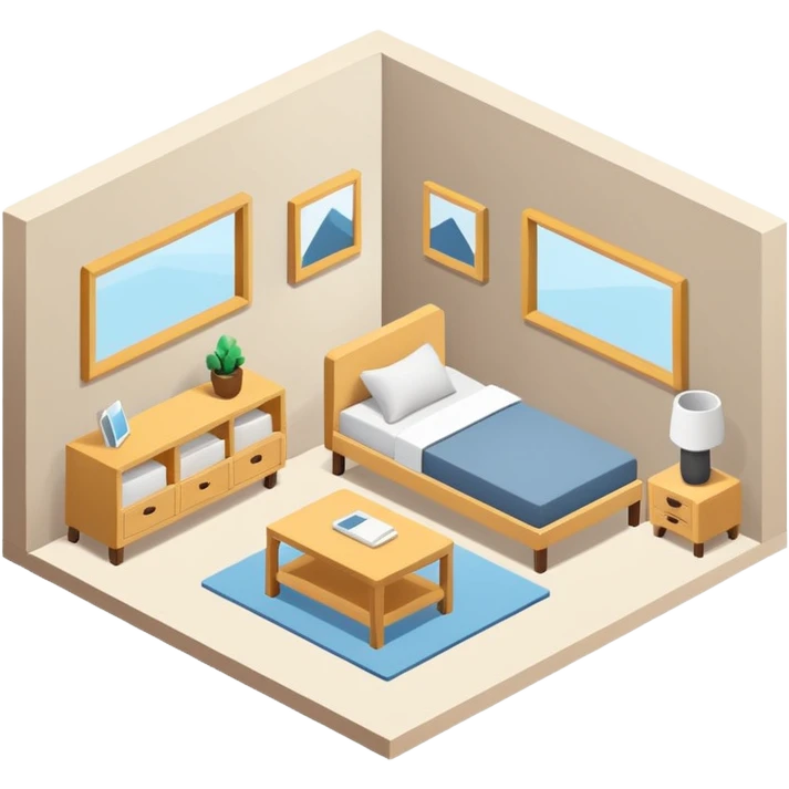 isometric room with furniture inside emoji