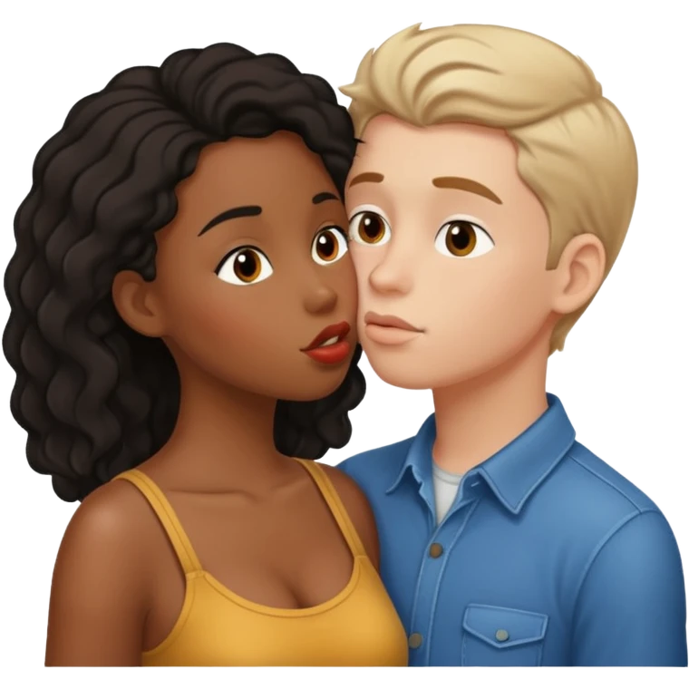 Kissing black girl and white boy  emoji