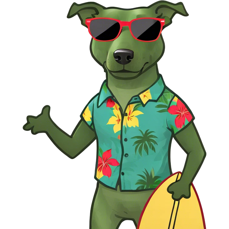 Dog with surfboard emoji