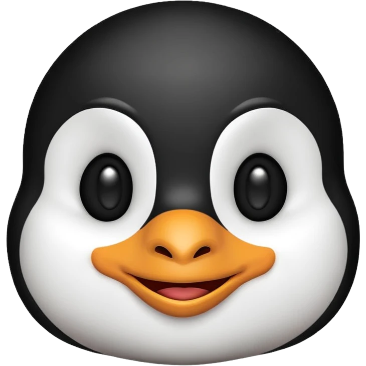 a penguin emoji head thats round smiling with a smug face emoji