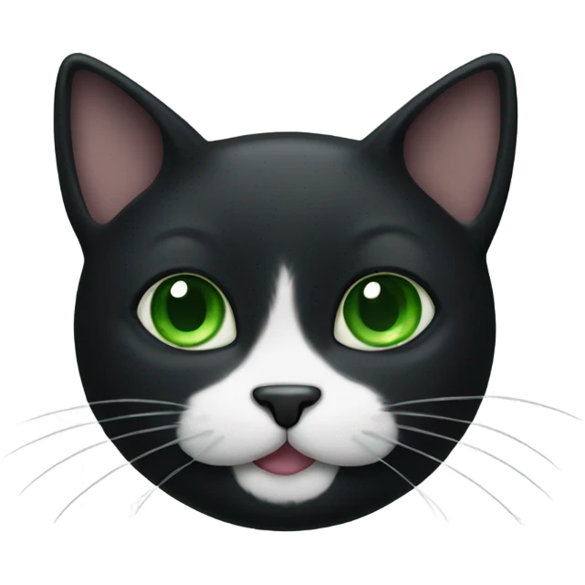 black cat with green eyes and a white mustache  emoji