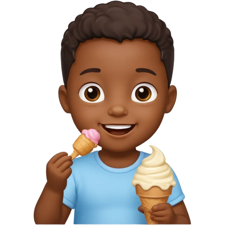 a little black sitting baby, eat ice cream emoji