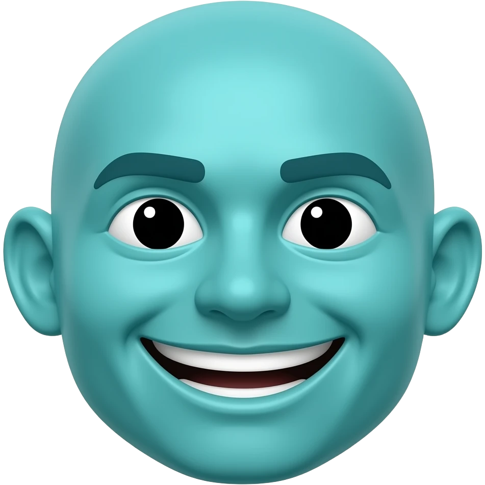 Turkuaz renkli gülen e emoji