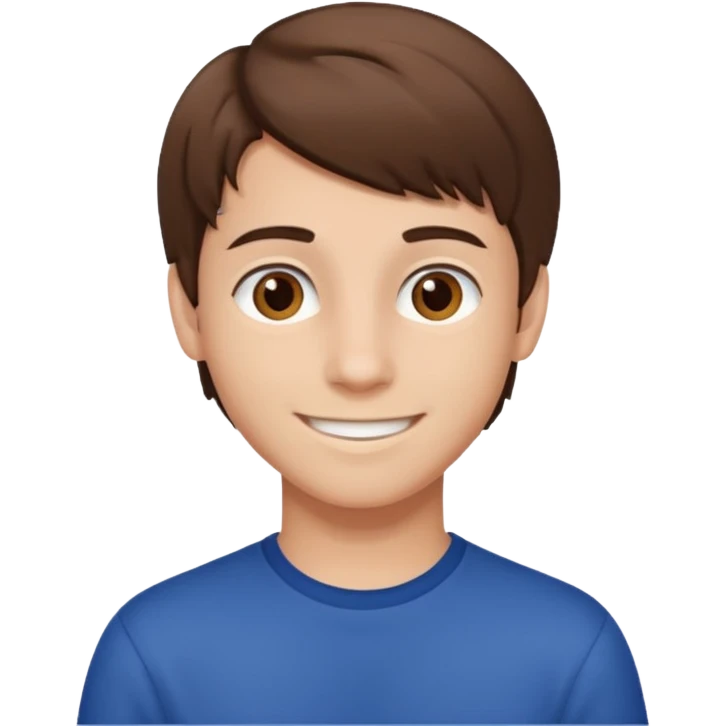 Teen Boy, straight brown hair, brown eyes, white skin. emoji