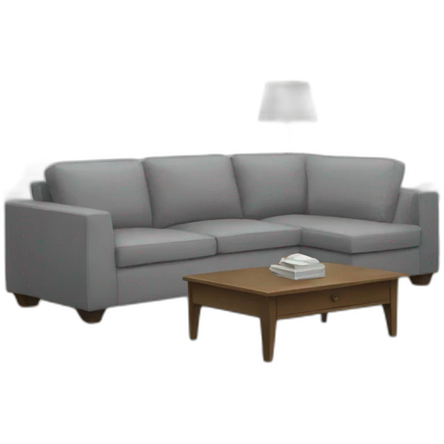 White living room with a grey couch emoji