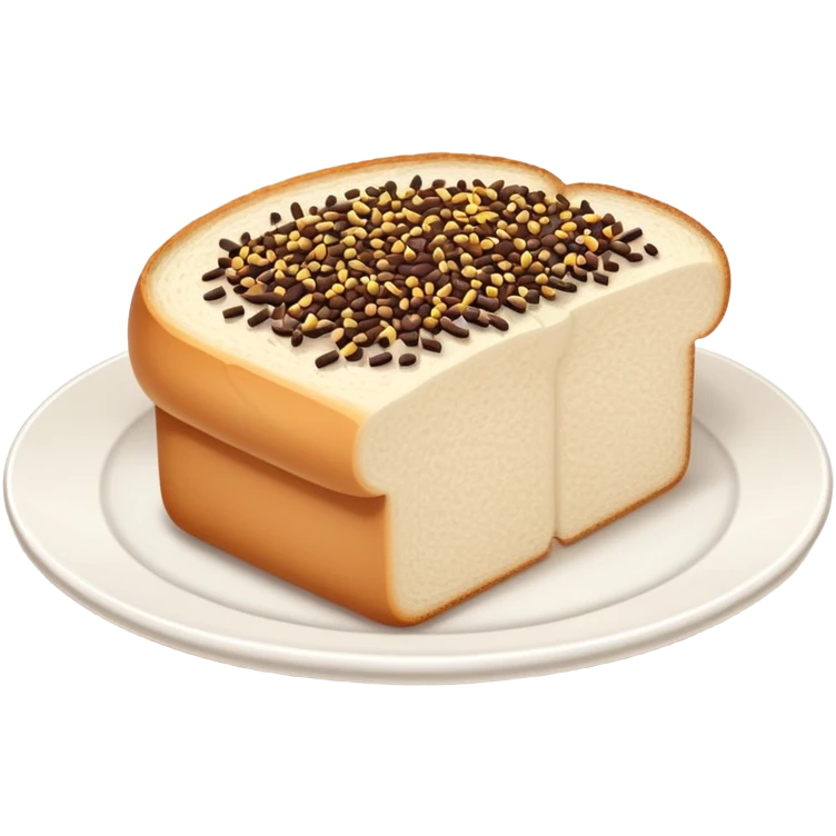 Slice of white bread on a white plate with chocolate sprinkles on top emoji