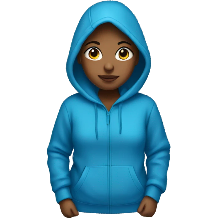Girl wearing blue hoodie emoji