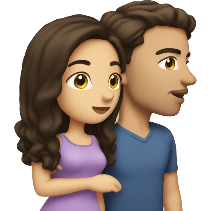 brunette boyfriend and girlfriend kissing emoji